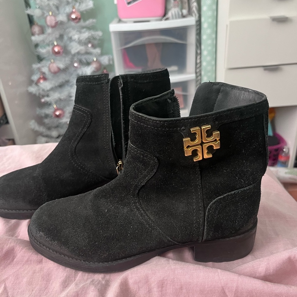Tory Burch Black Suede Ankle Boots